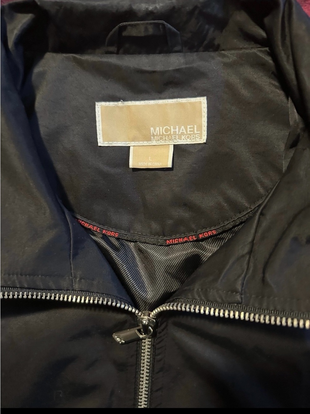 Michael Kors Black Bomber Jacket with Silver Zip